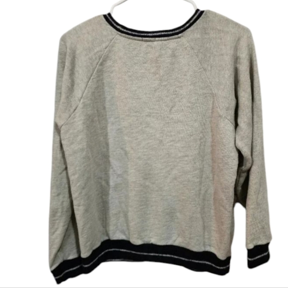 J.Crew Gray Black Trim Raglan Sweater Medium Cotton Wool Blend - Picture 2 of 4